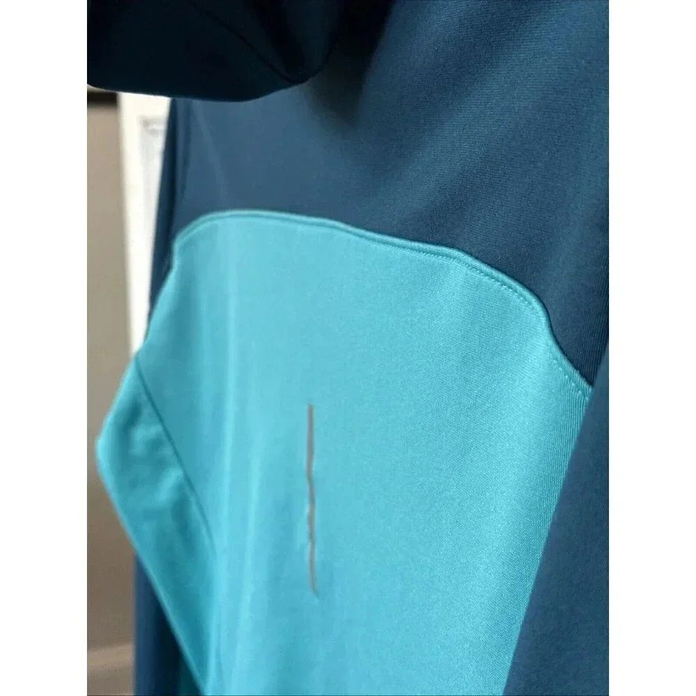 Nike Running Women’s (L) 1/4 Zip Pull Over Dri Fit Teal/Light Green Cap Hoodie